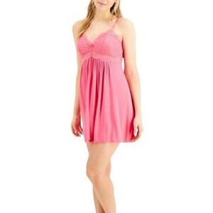 INC Foxy Pink Lace & Chiffon Chemise Nightgown Extra Small NWT